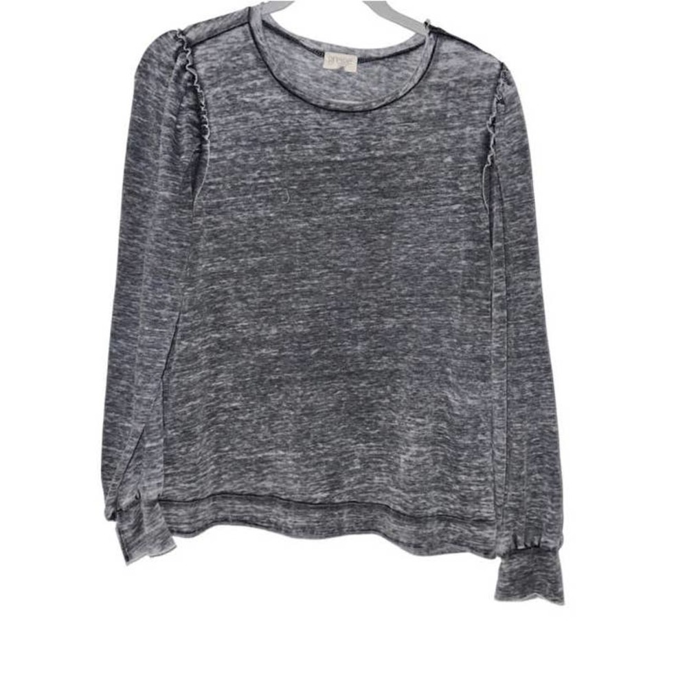 GREIGE GRAY DISTRESSED VINTAGE SOFT LIGHTWEIGHT PULLOVER TOP